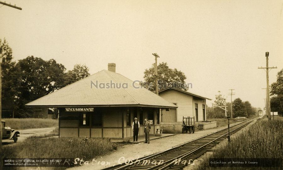 Postcard: Central Vermont Railroad Station, Cushman, Massachusetts